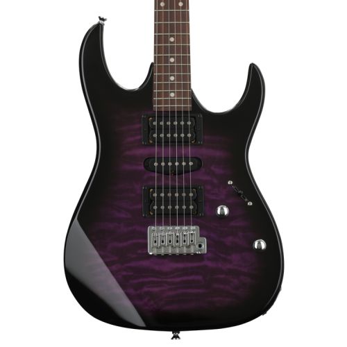  Ibanez Gio GRX70QA Electric Guitar and Orange Crush 20 Amp Essentials Bundle - Transparent Violet Sunburst