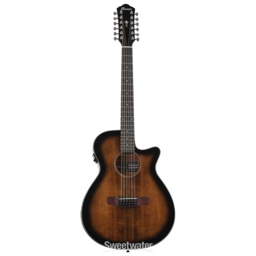  Ibanez AEG5012 12-string Acoustic-electric Guitar with Gig Bag - Dark Violin Sunburst