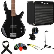 Ibanez Gio GSR100EX Bass Guitar and Ampeg Rocket Amp Essentials Bundle - Black