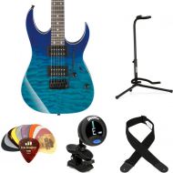 Ibanez GIO GRG120QASP Electric Guitar Essentials Bundle - Blue Gradiation