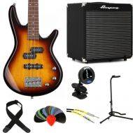 Ibanez miKro GSRM20 Bass Guitar and Ampeg Rocket Amp Essentials Bundle - Brown Sunburst