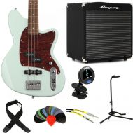 Ibanez Talman TMB100 Bass Guitar and Ampeg Rocket Amp Essentials Bundle - Mint Green