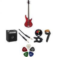 Ibanez GSR200 GIO 4-String Bass Starter Kit (Transparent Red)