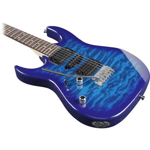  Ibanez GRX70QAL RG GIO Series Electric Guitar (Transparent Blue Burst, Left-Handed)