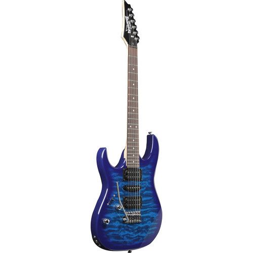  Ibanez GRX70QAL RG GIO Series Electric Guitar (Transparent Blue Burst, Left-Handed)