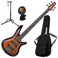 Ibanez SR405EQM SR 5-String Dragon Eye Burst Electric Bass Guitar with Gig Bag, Stand, and Tuner