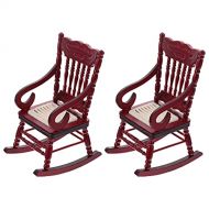 ibasenice 2pcs Dollhouse Wooden Chair Mini Wood Rocking Chairs Miniature Chairs Model for 1: 12 Dollhouse Furniture Decoration Accessories