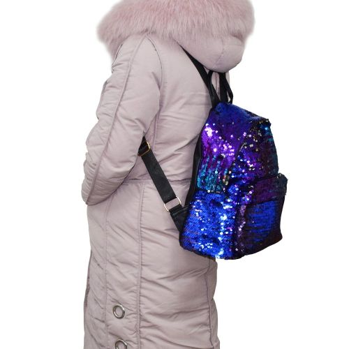  Ibeauti Cute Small Backpack Purse Bling Sequins Backpack School Bags for Teen Girls Women (Blue)