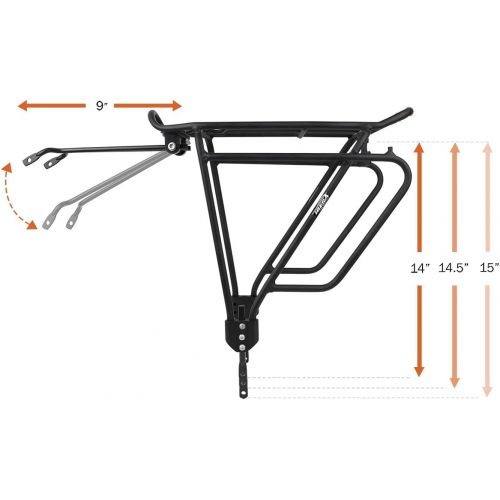  Ibera Bike Rack - Bicycle Touring Carrier Plus+ for Non-Disc Brake Mount, Frame-Mounted for Heavier Top & Side Loads, Height Adjustable for 26-29 Frames