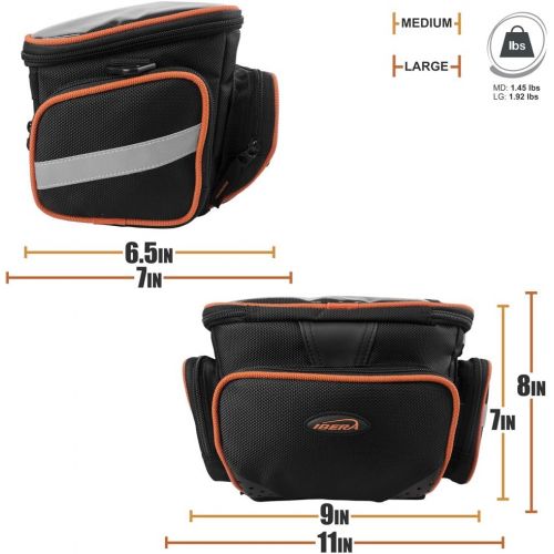  Ibera Bike Handlebar Bag for Camera Equipment, Clip-on Quick Release Bicycle Bag with Rain Cover and Map Sleeve