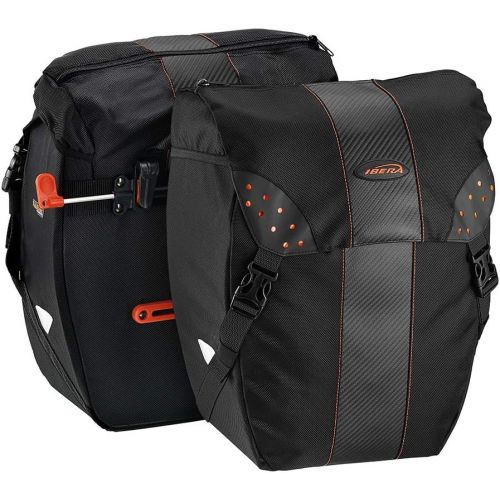  Ibera Bicycle Bag PakRak Clip-On Quick-Release All Weather Bike Panniers (Pair), Includes Rain Cover