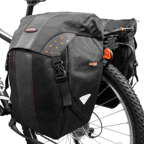  Ibera Bicycle Bag PakRak Clip-On Quick-Release All Weather Bike Panniers (Pair), Includes Rain Cover