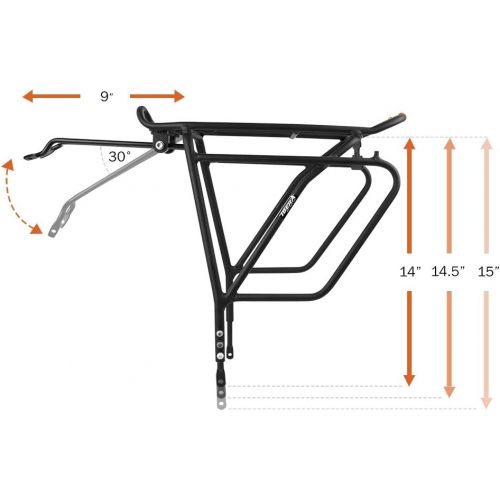  Ibera Bike Rack - Bicycle Touring Carrier Plus+ for Disc Brake Mount, Frame-Mounted for Heavier Top & Side Loads, Height Adjustable for 26-29 Frames