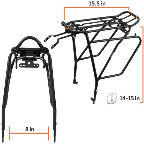  Ibera Bike Rack - Bicycle Touring Carrier Plus+ for Disc Brake Mount, Frame-Mounted for Heavier Top & Side Loads, Height Adjustable for 26-29 Frames