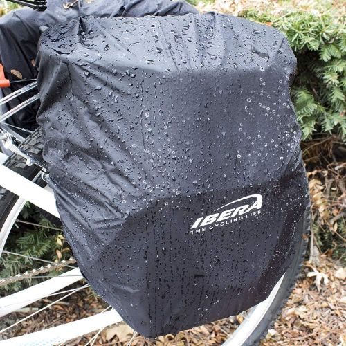  Ibera Bicycle Bag PakRak Clip-On Quick-Release All Weather Bike Panniers (Pair), Includes Rain Cover