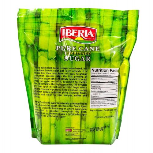  Iberia Turbinado Sugar 2lb (Pack of 12) Sparkling Golden Pure Raw Cane Turbinado Sugar Bulk, 12 Individual Resealable 2 lb. bags.