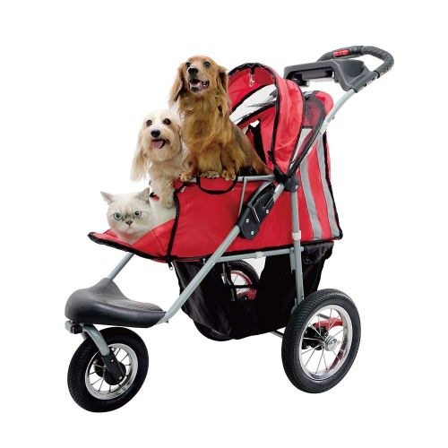  Ibiyaya ibiyaya 3 Wheeler Pet Stroller for Dog Collapsible with Air Filled Tires