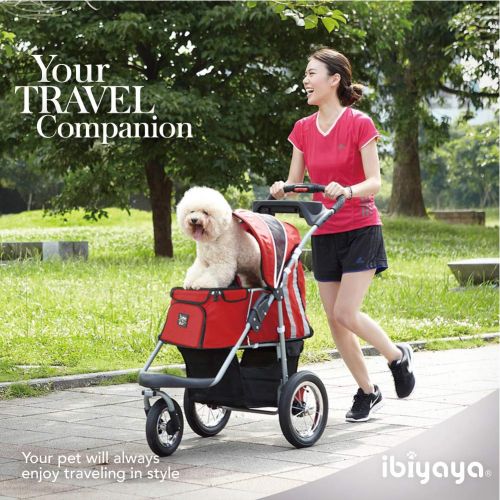  Ibiyaya ibiyaya 3 Wheeler Pet Stroller for Dog Collapsible with Air Filled Tires