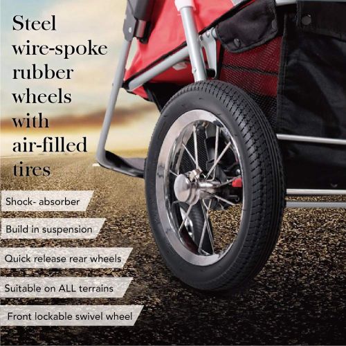  Ibiyaya ibiyaya 3 Wheeler Pet Stroller for Dog Collapsible with Air Filled Tires