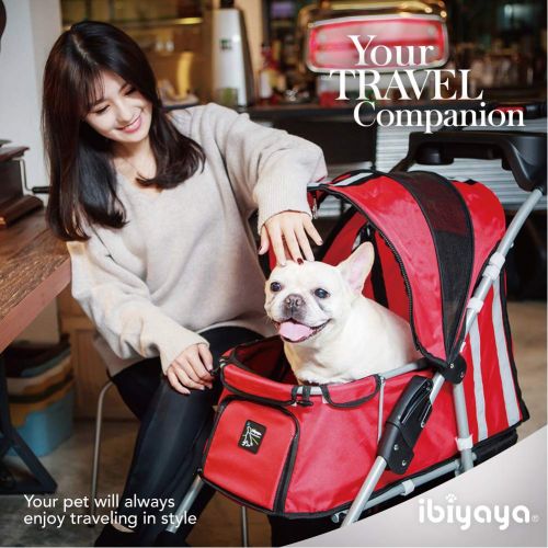  Ibiyaya ibiyaya 3 Wheeler Pet Stroller for Dog Collapsible with Air Filled Tires