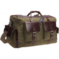 Iblue Canvas Leather Trim Weekender Tote Travel Duffel Bag For Men Green 192 (army green)