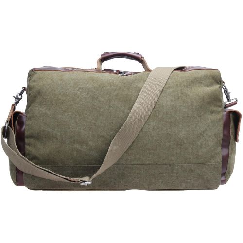  Iblue Canvas Leather Trim Weekender Tote Travel Duffel Bag For Men Green 192 (army green)