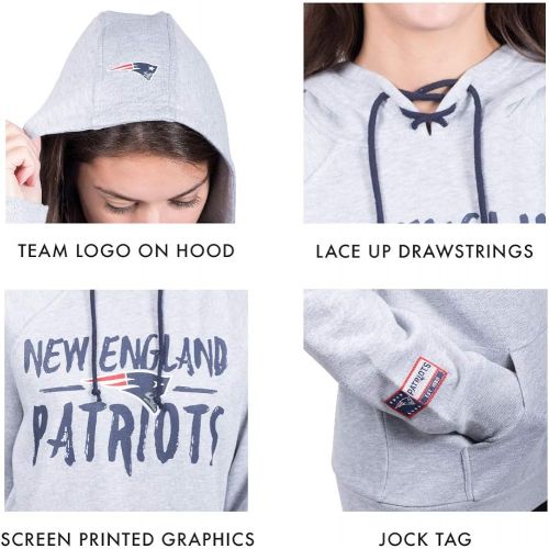  Ultra Game NFL Womens Fleece Hoodie Pullover Sweatshirt Tie Neck