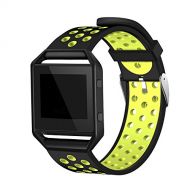 Fitbit Blaze Band, Icesnail Sport Silicone Replacement Strap with Metal Frame for Fitbit Blaze Smart Fitness Watch, Black/Volt S/M