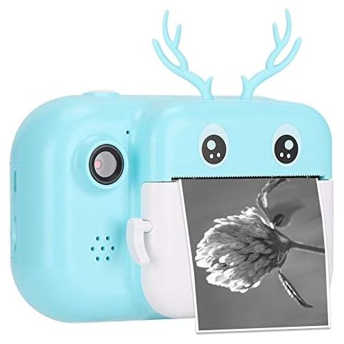  Ichiias 2.4in OneClick Selfie Instant Camera, Twin Lens 1080P Camera, Portable Kids Gift Travel for Children, Home(Blue)