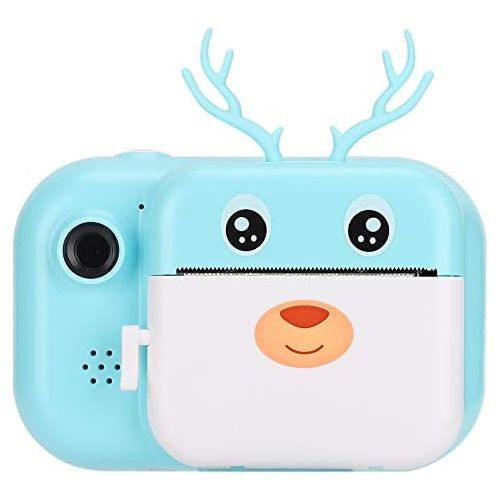  Ichiias 2.4in OneClick Selfie Instant Camera, Twin Lens 1080P Camera, Portable Kids Gift Travel for Children, Home(Blue)