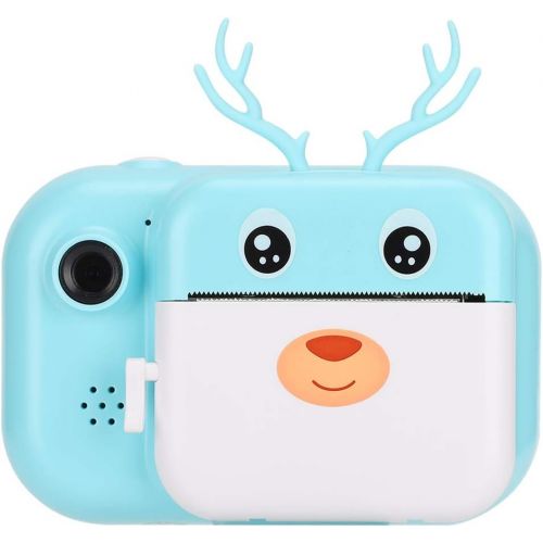  Ichiias 2.4in OneClick Selfie Instant Camera, Twin Lens 1080P Camera, Portable Kids Gift Travel for Children, Home(Blue)