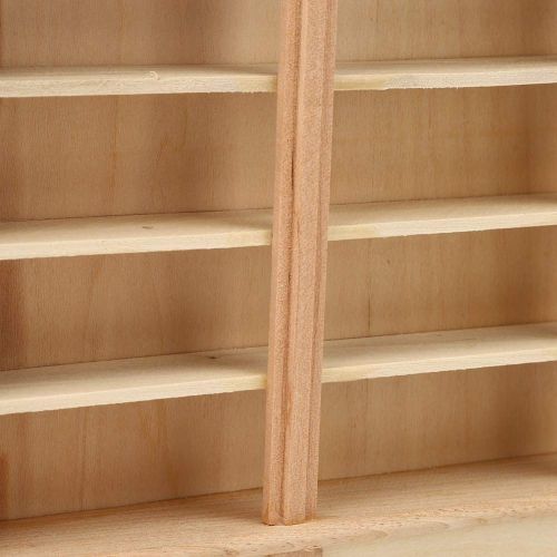  Ichiias Dollhouse Bookcase, Dollhouse Display Cabinet Miniature Bookcase, Decoration for Living Room Study Room Kids Gift(Wood Color (Triple Bookcase))