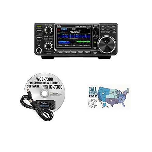  Icom IC-7300 HF50MHz 100W Base Transceiver with RT Systems Programming Software and Cable and Ham Guides TM Quick Reference Card Bundle!!