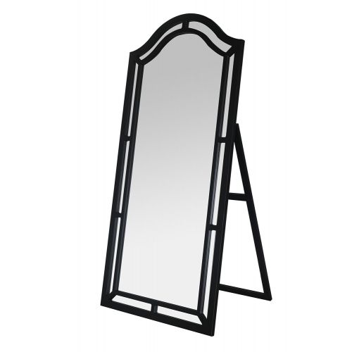  Iconic Home Berlin Floor Mirror Free Standing Satin Finish, Traditional, Black