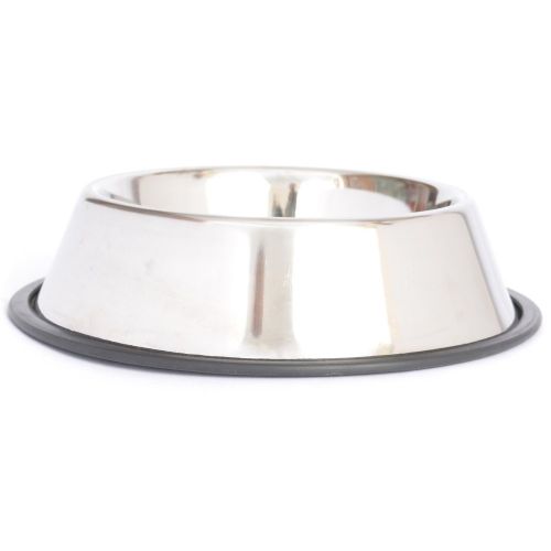  Iconic Pet Stainless Steel Non Skid Pet Food / Water Bowl with Rubber Ring in Varying Sizes - Rust Free, Dog / Cat Feeding Bowl is Dishwasher Safe, Noise Free, Anti Skid and Stable