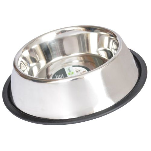  Iconic Pet Stainless Steel Non Skid Pet Food / Water Bowl with Rubber Ring in Varying Sizes - Rust Free, Dog / Cat Feeding Bowl is Dishwasher Safe, Noise Free, Anti Skid and Stable