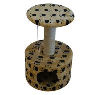 Iconic Pet Paw Printed Cat Scratching Condo Furniture in Varying Colors  Durable Cat Condo House with Stain Resistant Carpet, Sisal Roped Scratching Post with Plush Toy makes Kitt