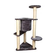 Iconic Pet Three Tier Deluxe Cat Tree Condo with Sisal Rope Scratching Posts & Plush Carpet, Grey, 45.7