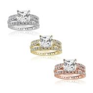 Icz Stonez Sterling Silver 3 1/2ct Cubic Zirconia Bridal Ring Set by ICZ Stonez