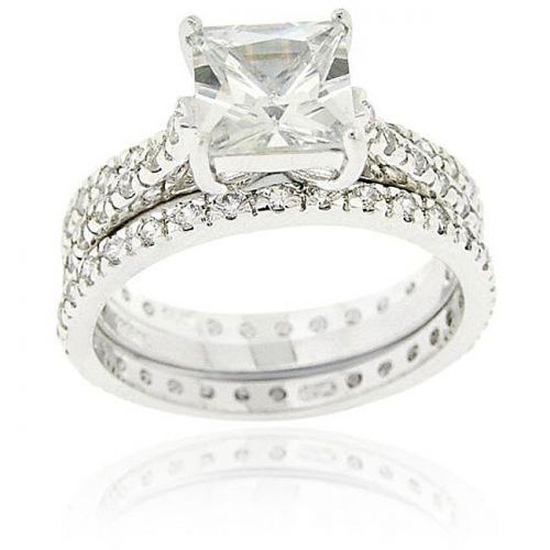  Icz Stonez Sterling Silver 3 12ct Cubic Zirconia Bridal Ring Set by ICZ Stonez