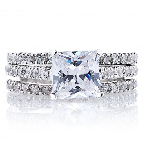  Icz Stonez Sterling Silver 3 12ct Cubic Zirconia Bridal Ring Set by ICZ Stonez