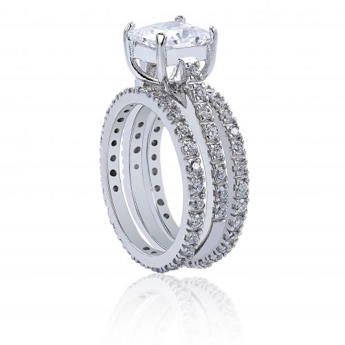  Icz Stonez Sterling Silver 3 12ct Cubic Zirconia Bridal Ring Set by ICZ Stonez