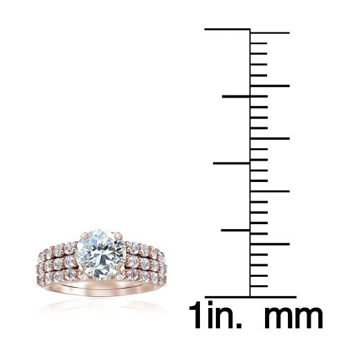  Icz Stonez Sterling Silver Round CZ Bridal-inspired Ring Set by ICZ Stonez