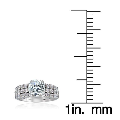  Icz Stonez Sterling Silver Round CZ Bridal-inspired Ring Set by ICZ Stonez