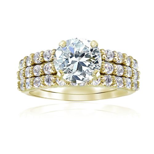  Icz Stonez Sterling Silver Round CZ Bridal-inspired Ring Set by ICZ Stonez