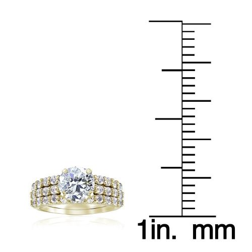  Icz Stonez Sterling Silver Round CZ Bridal-inspired Ring Set by ICZ Stonez