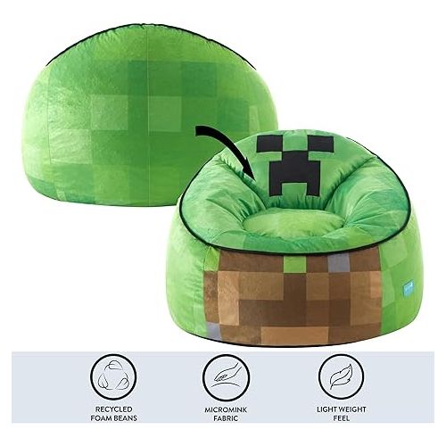  Idea Nuova Minecraft Hillside by pod Kids Plush Bean Bag Chair, 24