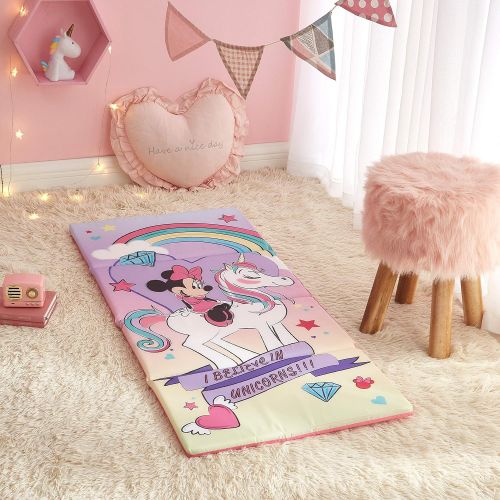  Idea Nuova Disney Minnie Mouse Kids Accordion Foldable Portable Nap Mat, 44 Lx19 W