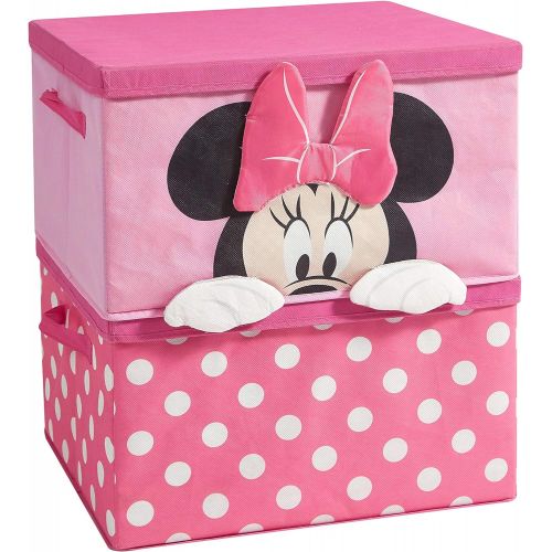  Idea Nuova Disney Minnie Mouse Figural 2 Piece Stackable Storage Set, Pink