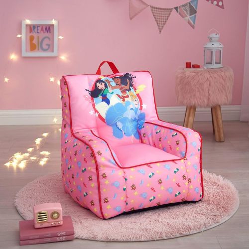  Idea Nuova Disney Princess Toddler Nylon Bean Bag Chair with Piping & Top Carry Handle